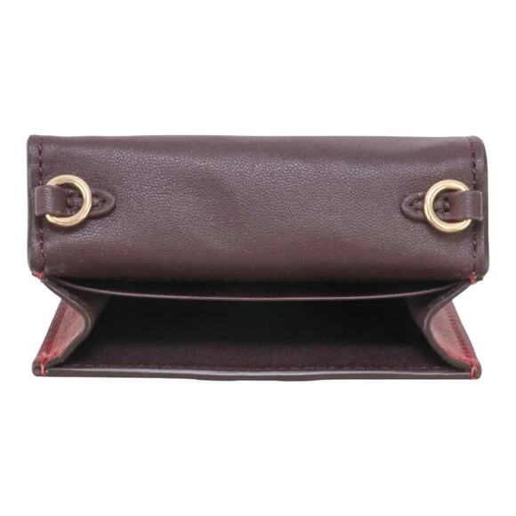 COACH MINI WALLET ON A CHAIN IN SIGNATURE EMBOSSED CALF LEATHER CHERRY RED NEW! - Picture 3 of 9